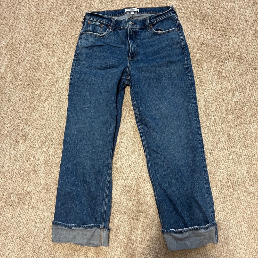 Abercrombie & Fitch Curve Love Low Rise Blue Jeans Cuffed “The Baggy” SUPER CHIC